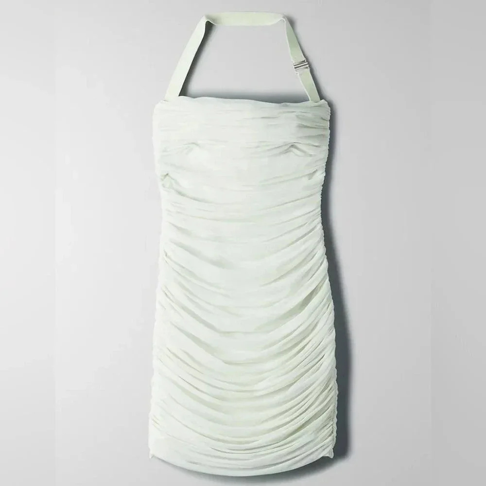 Aritzia  Babaton Luxor Halter Mini Dress in Aqua Essence Green Size 2